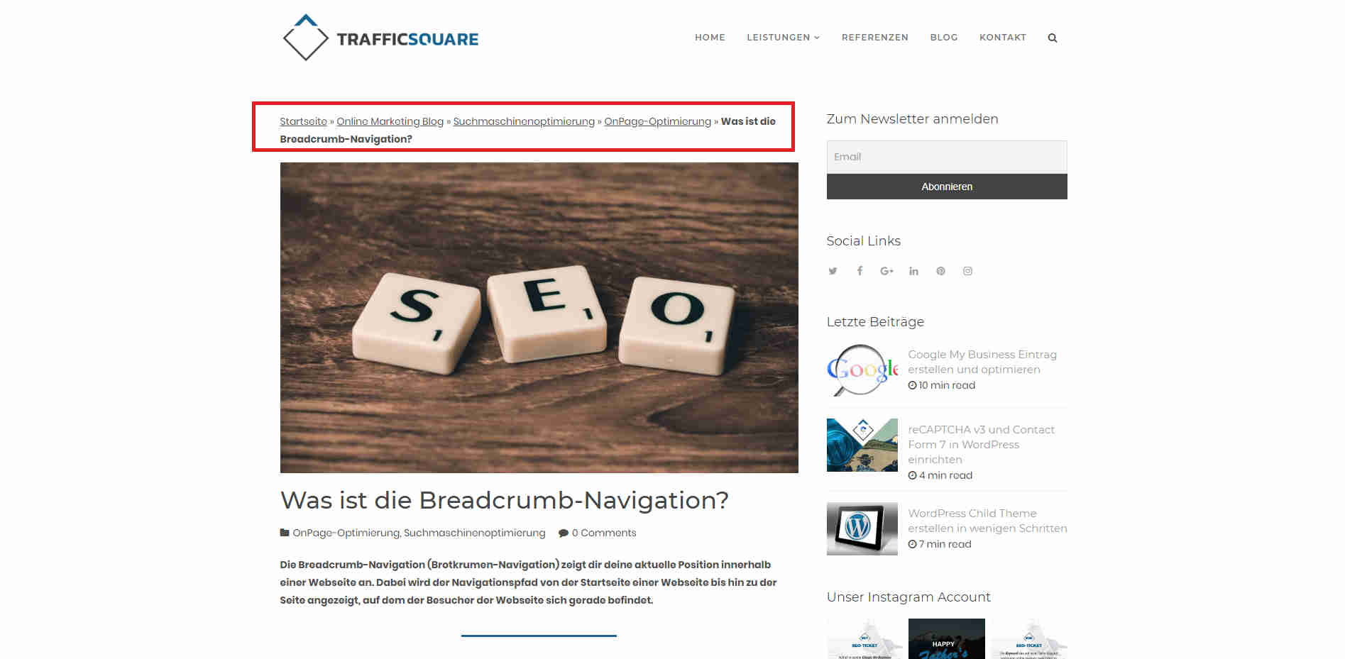 Was ist die BreadcrumbNavigation / BrotkrumenNavigation