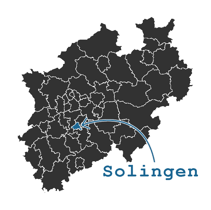 Lage von Solingen in NRW